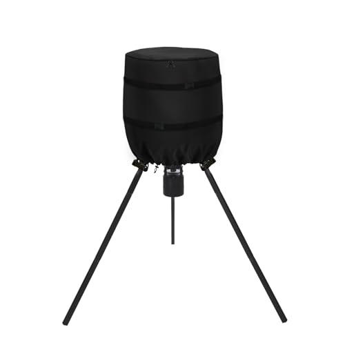 Krismile Deer Feeder Tripod Cover,Heavy Duty with Zipper Waterproof Cover for Moultrie 30-Gallon Deer Feeders (Black,Cover Only)