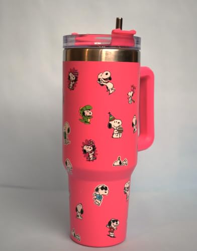 Image of 1200ML Stainless Steel Tumbler Hot and Cold with Handle and Lid and 2 Straws, Double Insulated Cup Leak Proof Mug Cupholder for Gym, Travelling (hot Pink)