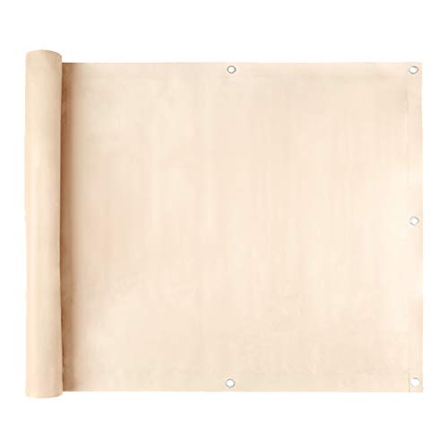 Karpal Balkon Sichtschutz 75 x 600cm mit UV-Schutz Kabelbinder Ösen Balkonabdeckung Balkonverkleidung Balkon Dekor für den Gartenzaun oder Balkon Beige Cover
