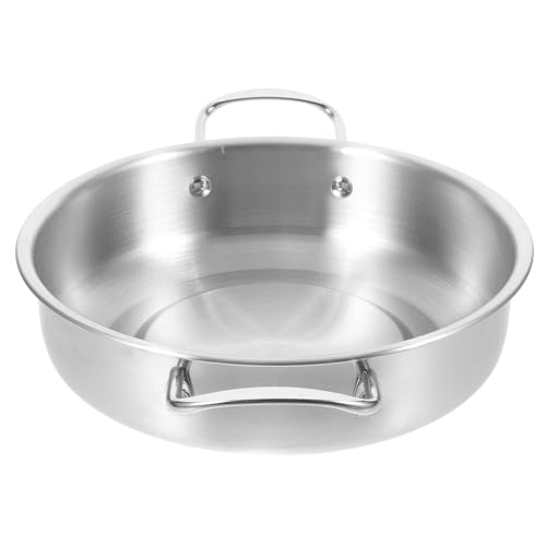 Toyvian Olla Coreana de Acero Inoxidable 20 Cm, Olla Grande para Fideos y Sopa, Portátil para Camping y Cocina, Resistente y Fácil de Limpiar, Adecuado para Ramen y Mariscos