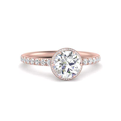 Bagues de fiançailles halo or rose double bord rond tailles 47 à 70