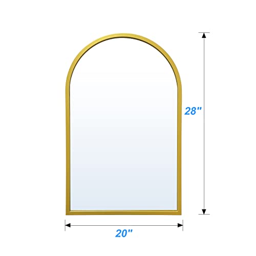 Zmycz Arched Wall Mirror, Gold Arch Mirror, Bathroom Wall Mounted Mirror, Arched Top Mirror, Vanity Window Mirrors For Wall, Makeup Mirror With Metal Frame For Living Room, Bedroom, Entryway(20"X28") #TOP2