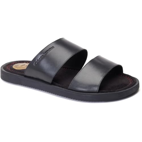 Base London Maven - Sandalias de cuero para hombre, Black, 42 EU