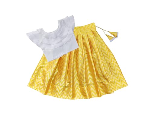Image of Sashay Boutique Girl's Silk Readymade Lehenga Choli (5-6 Years, Yellow)