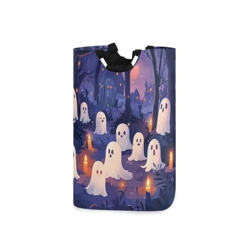 Jihqo Laundry Hamper Basket Halloween Ghost Collapsible Nursery Storage Bin Waterproof Clothing Baskets for Home Bedroom Bathroom Washing Room