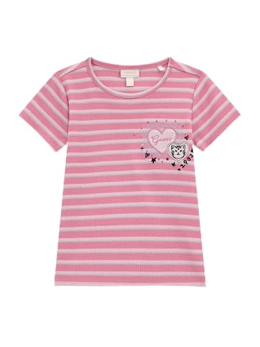 GUESS Girls' Short Sleeve T-Shirt in Yarn Dye Rib