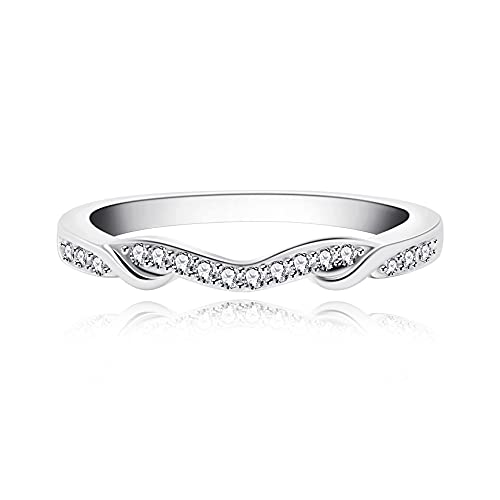 Uloveido 925 Sterling Silver Infinity Double Wrap Ring Guard Enhancer Wedding Bands 2pcs Stack Eternity Rings Set Y15224
