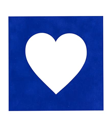 16x16 Mat Bevel Cut for 5x5 Photos - Precut Royal Blue Suede Heart Shaped Photo Mat Board Opening - Acid Free Matte to Protect Your Pictures - Bevel Cut for Family Photos, Pack of 1 Matboard Show Kit