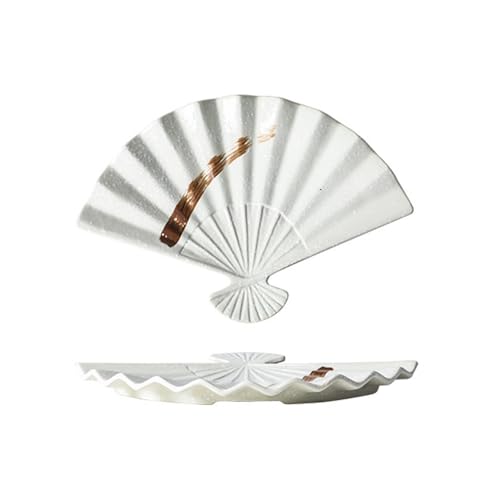 Bltokey 焼物皿 陶器 磁器 皿 和食器 焼き物皿 扇形 刺身皿 レストラン 居酒屋 和風 おしゃれ 電子レンジ 食洗機対応 食器 お皿セット 1枚 カラー2 31.5x21.5x3cm