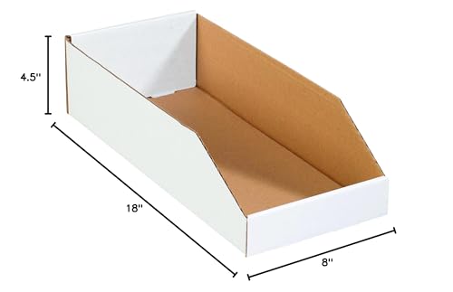 Image of Box USA BBINBWZ818 Open Top Bin Boxes, 8 x 18 x 4 1 /2, Oyster White (Pack of 50)
