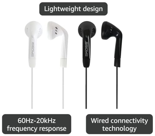 Image of Koss KE7 Earbuds Stereophone Combo Pack,Black and white