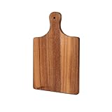 OBELGEOYA Acacia Wood Serving Board with Handle, Small Size 11' x 8'- Wooden Cutting Chopping Board for Meat, Vegetables, Bread, Charcuterie, Cheese Board - Food Serving Tray for Kitchen Appetizers