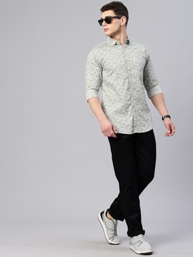 Image of Majestic Man Custom Abstract Printed Pure Cotton Slim Fit Casual Shirt