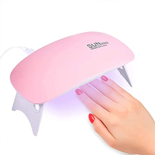 ARVONO Mini UV Lampe für Gelnägel, 6W USB Tragbar LED Nagellampe Härtungslampe Nägel, mit 45/60s Timer Trockner Fingernägel und Zehennagel, Pink, M, 6A Cover