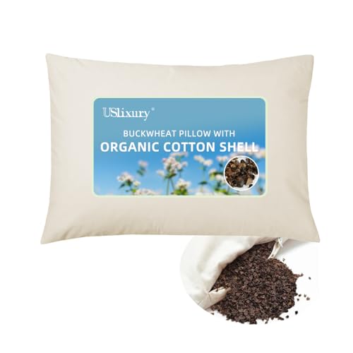 USlixury Buckwheat Pillow 20'X26' - Adjustable Height and Firmness, Buckwheat Pillow with Organic...