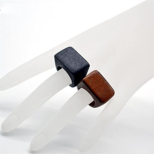 Original Natural Wood Rings Handmade Retro Geometric Round Statement Rings Vintage Bohemia Wooden African Ethnic Ring Jewelry for Women-brown3