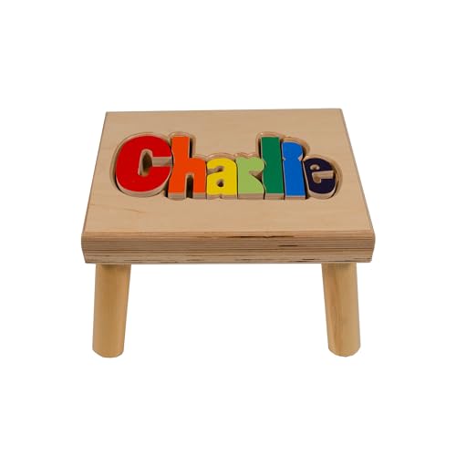 Hollow Woodworks Classic Puzzle Name Stool (Regular up to 8 letters Primary Letters)