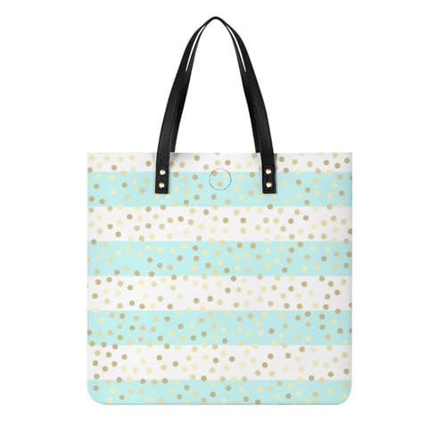 Sac à main shopper pour femmes aux points dorés, grand tote bag de voyage chic 39x39cm