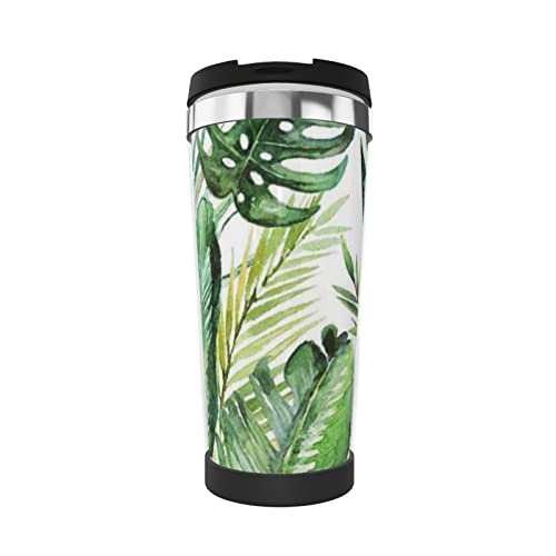 Mug café isotherme étanche feuille de palmier en inox double paroi