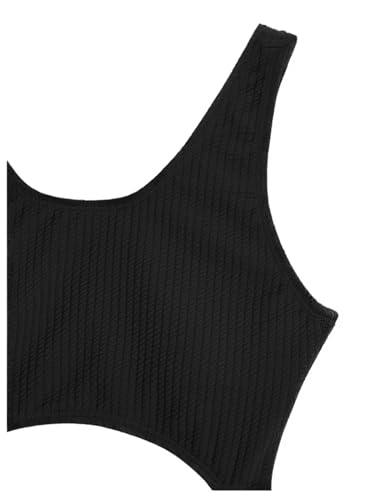 Milumia Girls Swimsuit One Piece Cut Out Bathing Suit Rib Knit Bikini Swimwear Size 9-14Y3