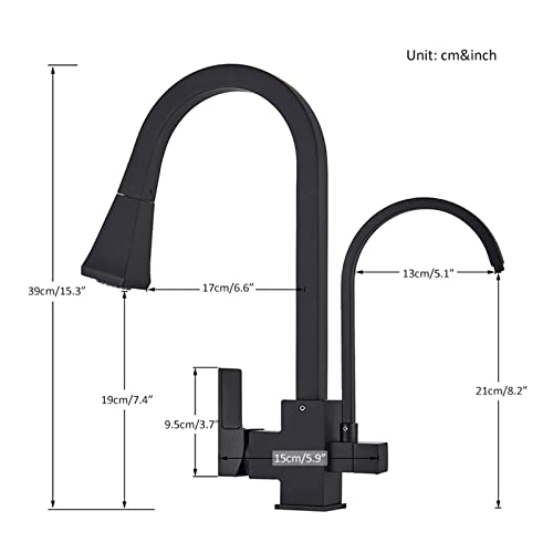 Robinet de cuisine filtré noir mat à cartouche céramique durable