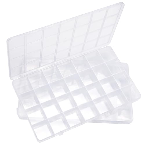 Eppingwin 28 Grids Bead Organizer, Craft Organizers and Storage, Acrylic Organizers, plastic Bead Organizer Box for Crafts Organizing Storing (2 Pack)