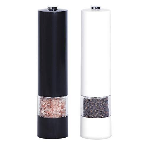 Electric Pepper Grinder 2Pcs Premium Powered Automatic Salt and Pepper Grinders Set Refillable Adjustable Spice Mills Peppercorn Grinder Battery Operated