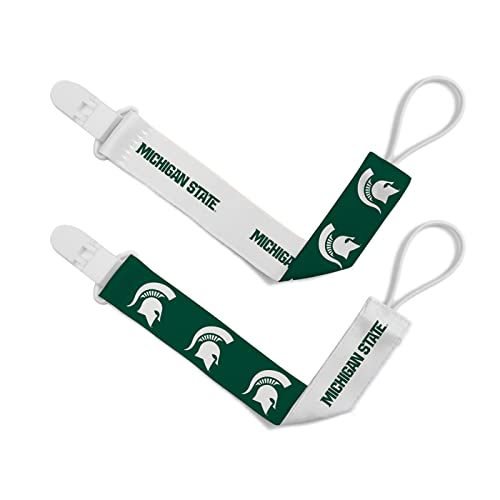 Image of Baby Fanatic Officially Licensed Unisex Pacifier Clip 2-Pack - NCAA Michigan State Spartans - Officially Licensed Baby Apparel