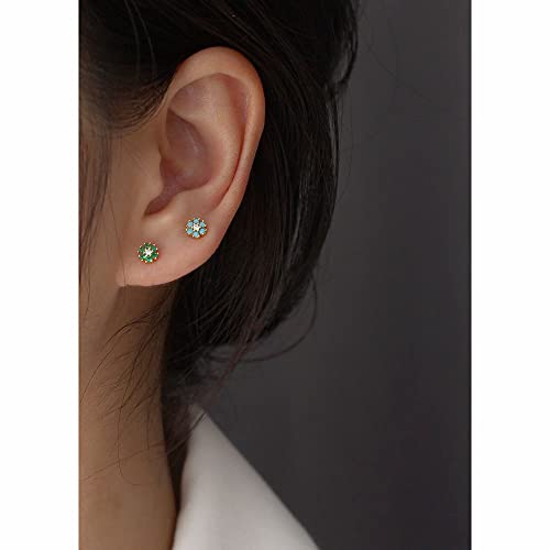 18G Tiny CZ Flower Ball Cartilage Stud Earrings 925 Sterling Silver for Women Girls Hypoallergenic for Sensitive Piercing Ear Cute Small Crystal Snowflake Studs Screw Back Tragus Post Dainty Jewelry2