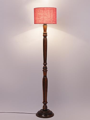 Image of Devansh Pink Jute Wooden Floor Lamp -10