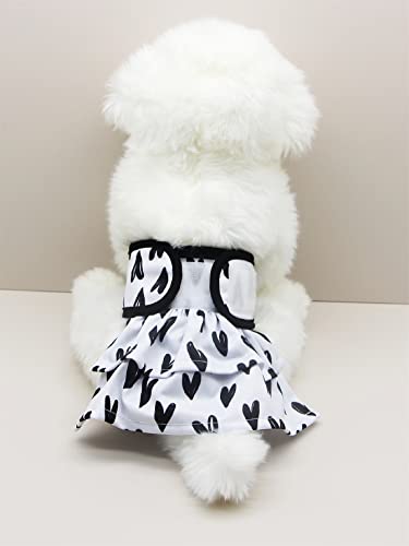Qwinee Heart Print Dog Diaper Sanitary Pants Washable & Reusable Female And Male Dog Puppy Diapers Belly Wraps Leakproof Nappies Sanitary Pants For Small Medium Dogs Cats Kitten Black And White Xs #TOP1
