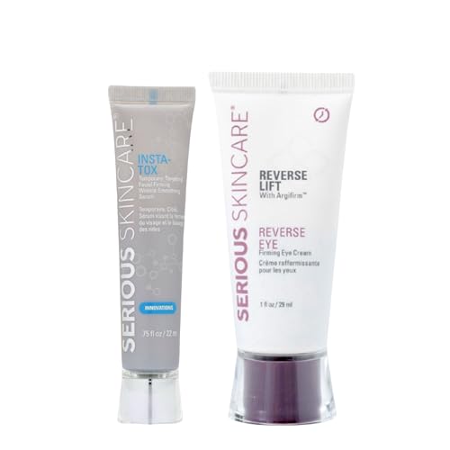 INSTA-TOX Facial Firming Wrinkle Smoothing Serum & Reverse Lift Firming Eye Cream Set Tightener For Lines Pores Sagging Skin Temporary Lift for Face and Eyes Serious Skincare