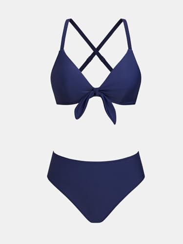 Image of CUPSHE Women's Two Piece Bikini Set Floral Print Knot Bunny Tie | Bunny Tie,Adjustable Straps,Soft Removable Cups,Flattering Bathing Suit For Vacation And Beach