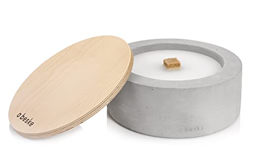 Betonfeuer - Das Original der Beske-Manufaktur | Modell Taal | Ø25cm mit Dauerdocht | Wiederbefüllbare Fackel | Unendliche Brenndauer | Recycling von Kerzenwachs | Tischfeuer Fackel