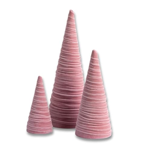 Image of Blush Velvet Trees Set of 3, Winter Mantel Accent, Coquette Room Decor, Aesthetic, Cozy Gift for, Neutral Home Accent, Valentine's (Blush)