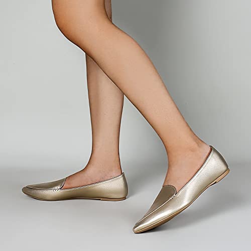 Image of MUSSHOE Pointed Toe Flats for Women, Comfortable Business Casual Work Shoes, Slip On Loafers with Arch Support, Office Walking Flats for All Day Standing