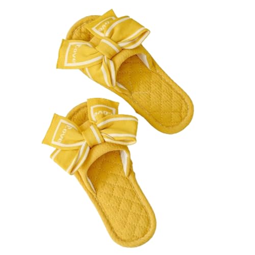 Premium Comfort All Seasons Ribbon Bow Silent Sole Women's House Slippers Indoor Soft Home Slip On Shoes