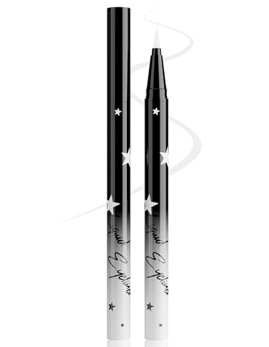 Erinde Eye Liner Blanc Waterproof, Crayon Yeux Liquide Métallique, Séchage Rapide et Anti-Bavure, Longue Tenue et Haute Pigmentation, Maquillage Étincelant pour Halloween et Fêtes #01