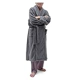 [pajamaya IZUMM] パジャマ屋 ガウン ルームウェア あったか 冬 防寒 フリース スタンダード中厚 メンズ 兼 レディース／ディープグレー・S～Mサイズ