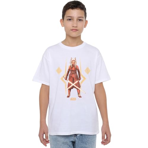 Star Wars Ahsoka The Warrior Unisex Kids T Shirt, White, 3-4 Years