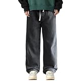 メンズ パッド入りジーンズ 秋冬 ゆったり ストレート ワイドレッグ 厚手 カジュアル パンツ