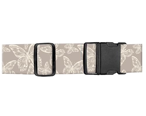 Image of Luggage Straps for Suitcases, Adjustable Travel Belt, Durable Wide Luggage Strap, Cute Suitcase Strap Identifiers with Buckle, Bag Straps for Luggage, Grey Cute Butterfly
