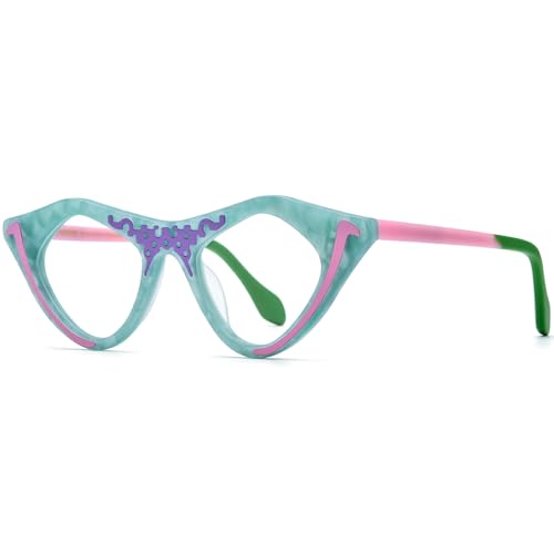 Image of HEPIDEM Multicolor Acetate Glasses Frame Women Cat Eye Eyeglasses Men Optical Spectacles 9291