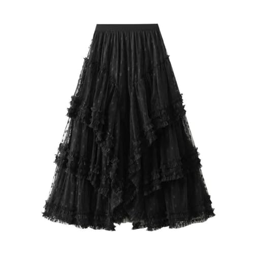 Women Luxury Mesh Patchwork Irregular Mesh Long Skirt for Women in Chic Sweet Tulle Fungus Skirts2
