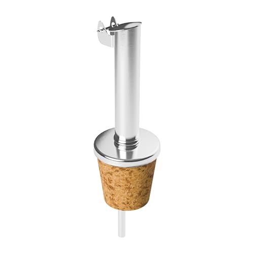 Tappo Versatore Inox e Sughero 9,5 cm con Chiusura a Levetta, Posizionamento Manuale, Riutilizzabile per Oli, Aceti e Liquori