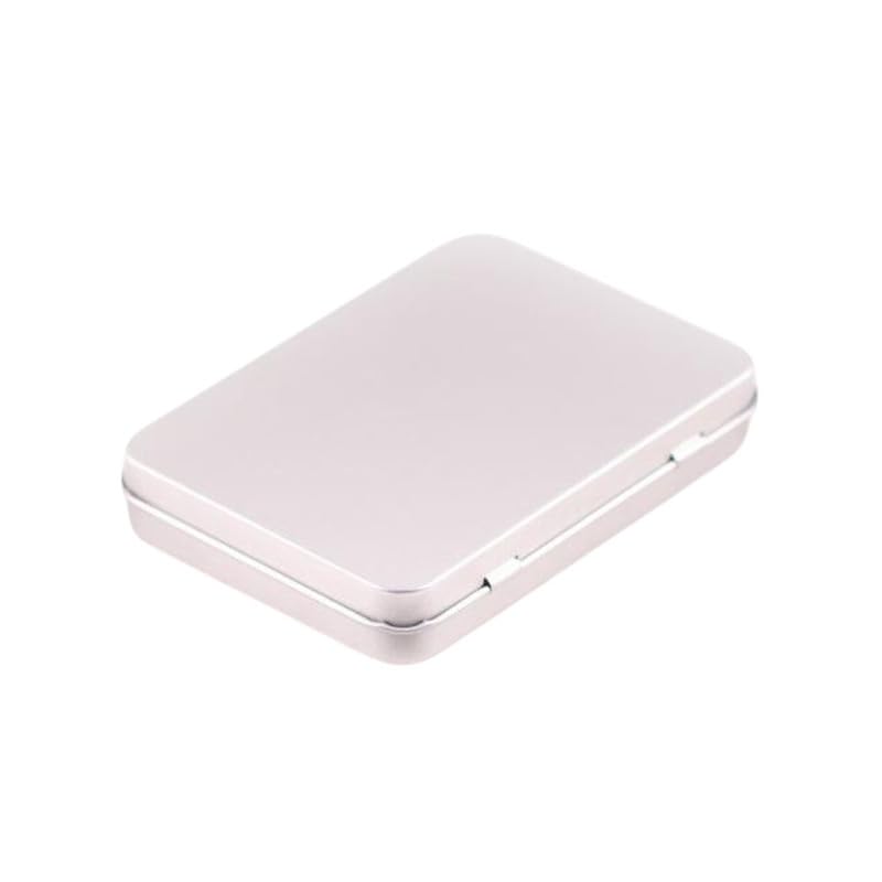 Globellapro 10.8 * 7.6 * 1.77cm Rectangular Tin Boxes Sliver Hinged Storage Tins Metal Empty Tins Containers Tweezers,Tools Small Items Storage Organizer