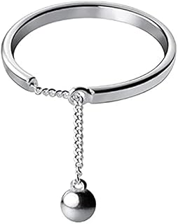 Simple Dangling Ball Stacking Rings Sterling Silver 925 for Women Girls Adjustable Minimalist Dangling Charm Threader Tassel Chain Promise Eternity Ring Finger Band Fashion Jewelry Gifts BFF