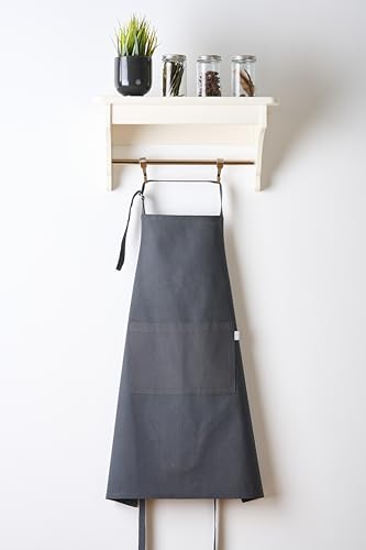 Image of Cotton Kitchen Apron for Women & Men - Set of 1 - Uni Plain, (28 inch X32 inch) Durable Apron with Spacious Pocket - Perfect Kitchen Set for Home or Professional Use - Charcoal Grey