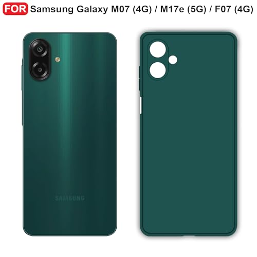 Image of CEDO Back Cover for Samsung Galaxy M07 (4G) / M17e (5G) / F07 (4G) | Camera Bump Protection & Inner Velvet Fabric Lining | Ultra Slim Matte Soft Rubberised Case Cover (Green)