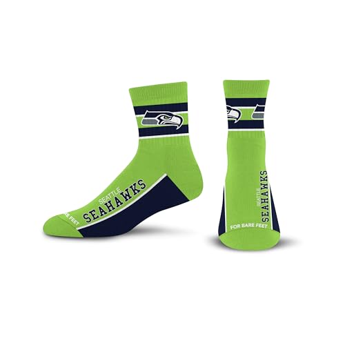 For Bare Feet NFL SEATTLE SEAHAWKS Lil' Deuce Quarter Sock Team Color Large